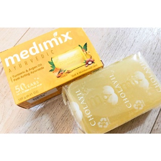 外銷版 新包裝 印度Medimix 草本薑黃摩洛哥堅果油美膚皂 (黃橙) 125g