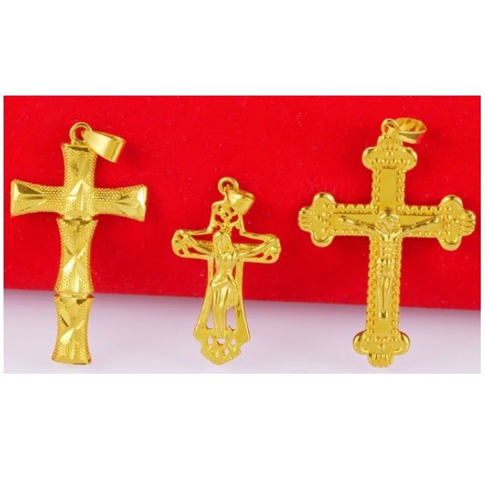 越南沙金十字架項鍊 多款選 禮盒裝 仿18k金 鈦金十字項鍊 結婚項鍊 鎖骨鍊 日式古著風