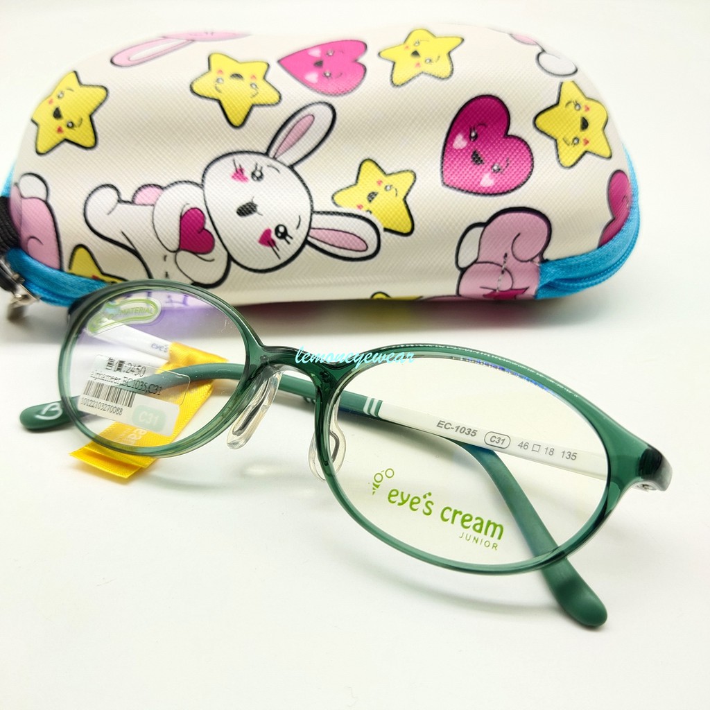 ✅ 👍兒童鏡框 👍[檸檬眼鏡] eye's cream  EC1035 C31 果凍綠搭配白色鏡腳