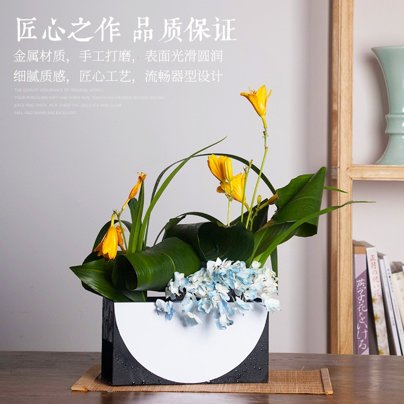 花盆 金屬池坊教學自由花標準練習花器創意花器花道初學新手日式插花器 H396 蝦皮購物