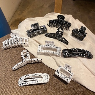 🔥現貨👉韓系 時尚 百搭 ins 黑白 潑墨 簡約 大方 鯊魚夾 髮夾 抓夾 髮飾 飾品【My Mine Bae's】