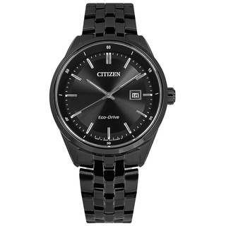 CITIZEN / 光動能 簡約時尚 日期 防水100米 不鏽鋼手錶 鍍黑 / BM7565-80E / 41mm