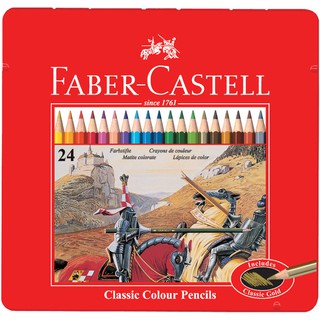 德國輝柏 FABER-CASTELL 115845 紅色鐵盒裝油性色鉛筆 24色