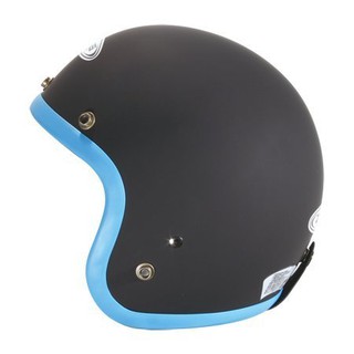 ZEUS (瑞獅) 半罩3/4復古帽 ZS-383 消光黑-藍條 半罩式安全帽