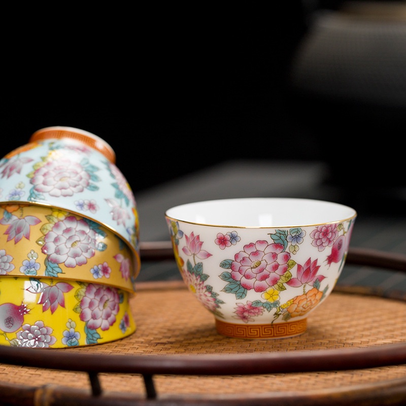 中国風景徳鎮陶磁器茶器工夫茶器茶碗エナメル主人杯単杯品茶杯小茶杯