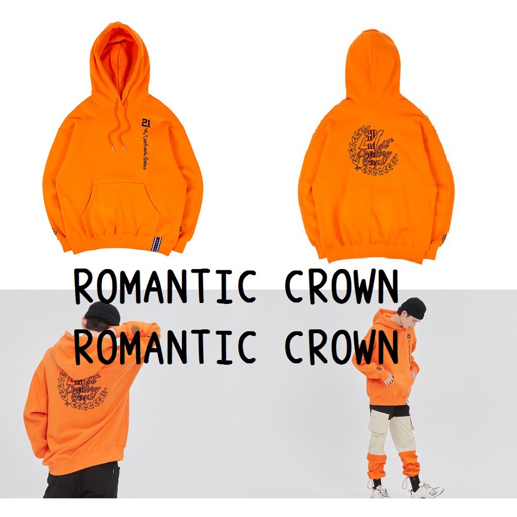 現貨韓國romantic Crown 21c Boys Laurel Crown Hood Orange 帽t 蝦皮購物