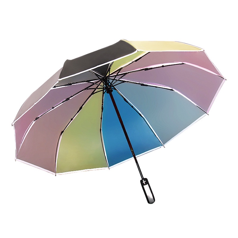 新款 創意 加大 男女 全自動 透明傘 摺疊 彩虹透明雨傘