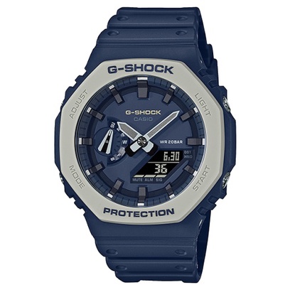 G-SHOCK 超人氣農家橡樹雙顯電子錶 鬧鈴計時碼錶防水200米（藍X灰)_ GA-2110ET-2A