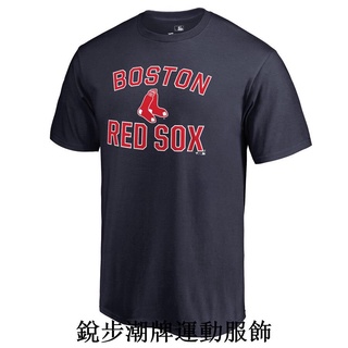 新款MLB 美國職業棒球聯盟 Red Sox 波士頓紅襪隊 純棉圓領短袖T恤NBA MLB 運動短袖