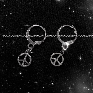 《特價》迷你peace和平符號法式圈圈耳環單只 搖滾頹廢反戰
