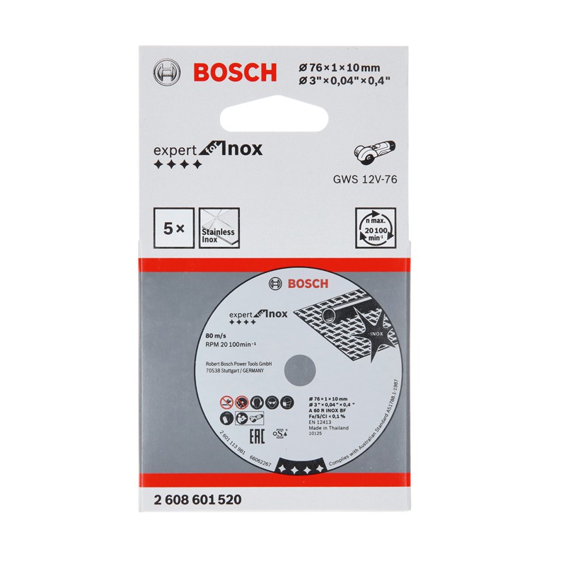 【含稅店】BOSCH 3" 3英吋 砂輪片 切斷片 單片 1片 1卡5片 圓切機GWS12V-76 2608601520