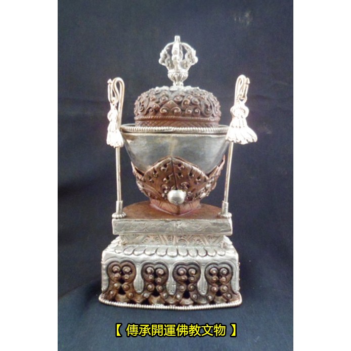 鍍銀 紅銅 托巴 嘎巴拉 西藏密宗藏傳佛教法器 尼泊爾純手工製作半鎏金紅銅托巴 嘎巴拉 碗供碗 鍍銀紅銅