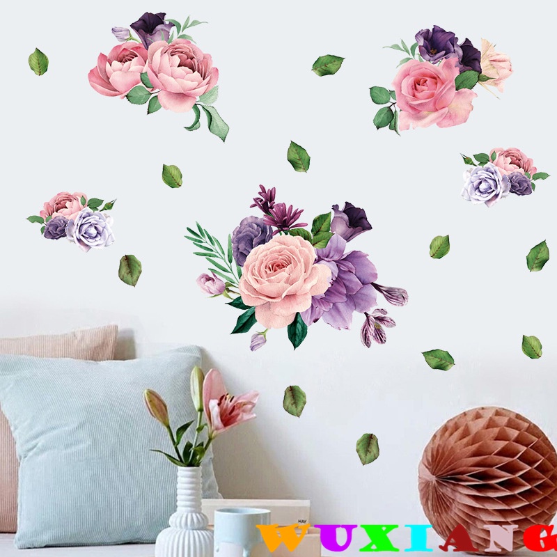 五象設計 粉紅紫色牡丹花客廳臥室牀頭牆美化裝飾壁紙