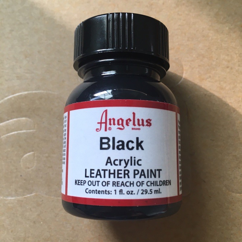 Angelus [ Black 黑 ] 1oz. 原裝 顏料 微亮 29.5ml 皮革 改色 補色 塗料 補漆 中底
