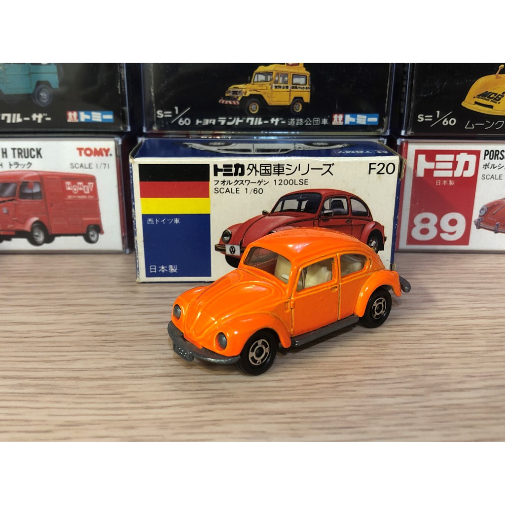 Tomica 日本製 藍盒 no.F20 VOLKSWAGEN 1200LSE 金龜車 極稀有 螢光橘色 絕版