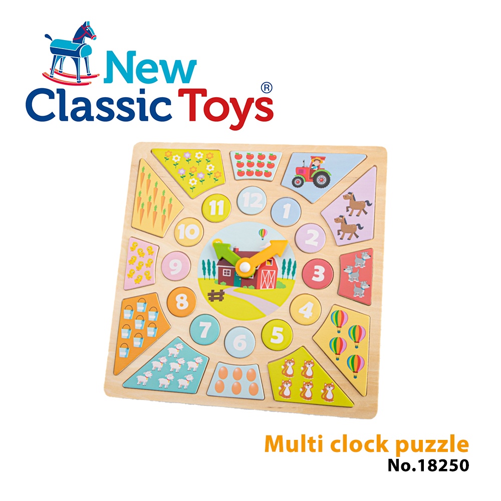 荷蘭New Classic Toys 寶寶認知學習時鐘拼圖 18250 /寶寶拼圖/寶寶認知學習玩具/寶寶時鐘