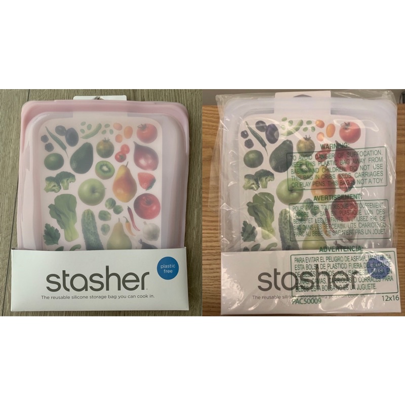 Stasher 大長形矽膠密封袋(洗碗機🉑️）(透明）(粉紅色）
