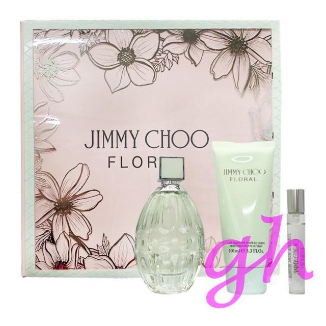 【GH】Jimmy Choo Floral 戀香女性淡香水禮盒 100ML淡香水+7.5ML香水筆+100ML身體乳