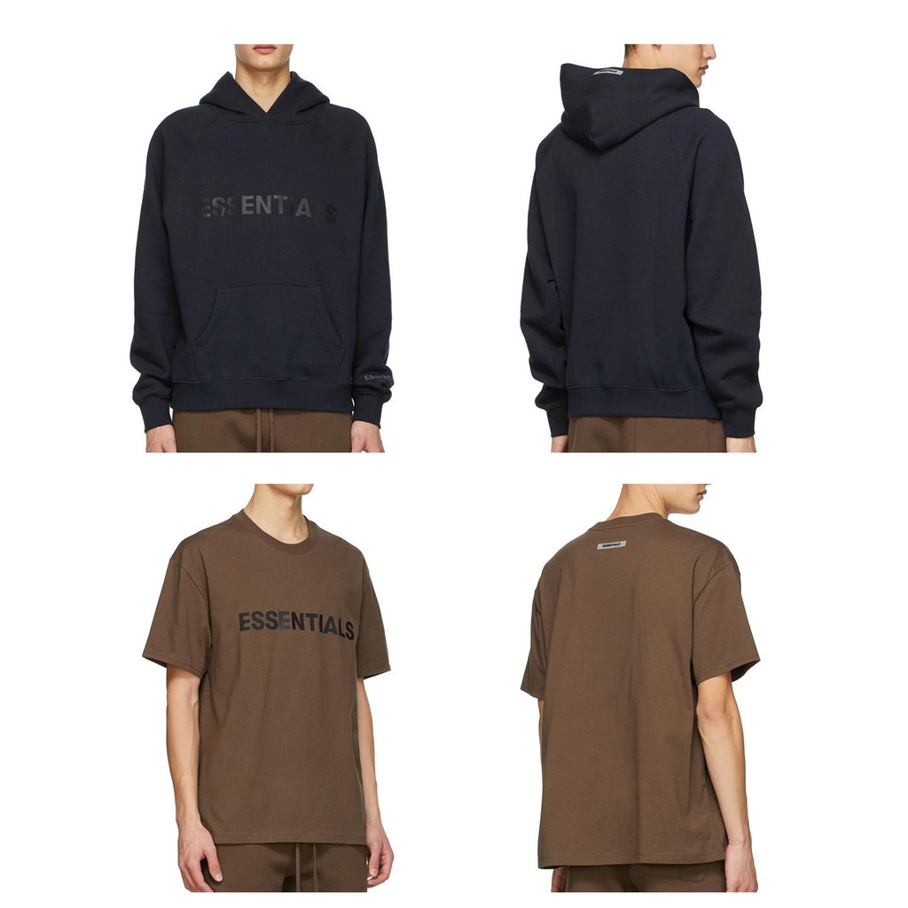 Fear of God Essentials SSENSE限定配色 海軍藍 帽T 咖啡色 短T FOG