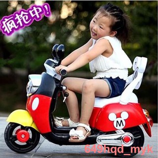 酷寶貝/現貨/✽✠米奇兒童電動車摩托車三輪車電動童車寶寶可坐玩具車小木蘭電瓶車