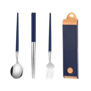 湯匙叉筷子套裝 316不鏽鋼餐具 便攜式 學生餐具套裝 戶外旅行餐具收納盒