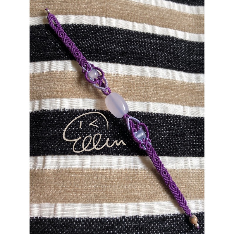 紫玉髓桶珠 蠟線編織手鍊/蠟線手環/手繩/編繩/紫色系