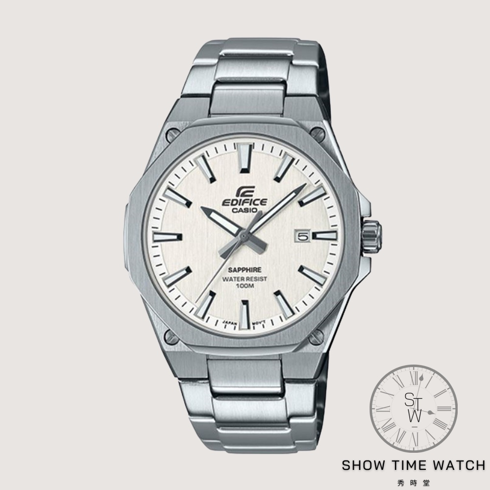 EDIFICE 卡西歐 八角造型 簡約 日期顯示 腕錶 - 白面銀 EFR-S108D-7A [ 秀時堂 ]