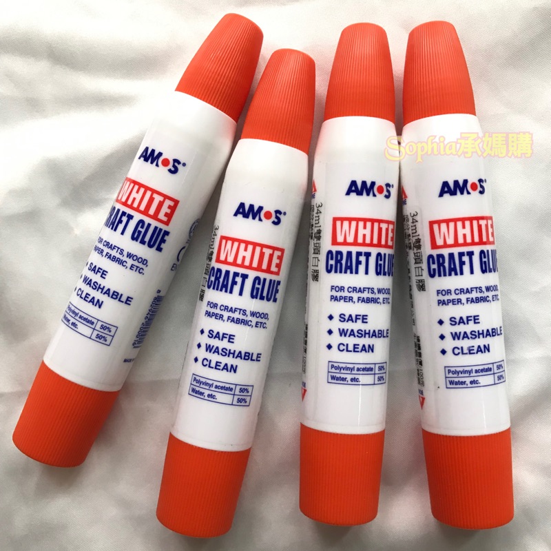 【承媽購】韓國AMOS 公司貨 雙頭白膠 無毒白膠 學齡專用多用途雙頭白膠 34ML 膠水 創作膠 現貨特價促銷