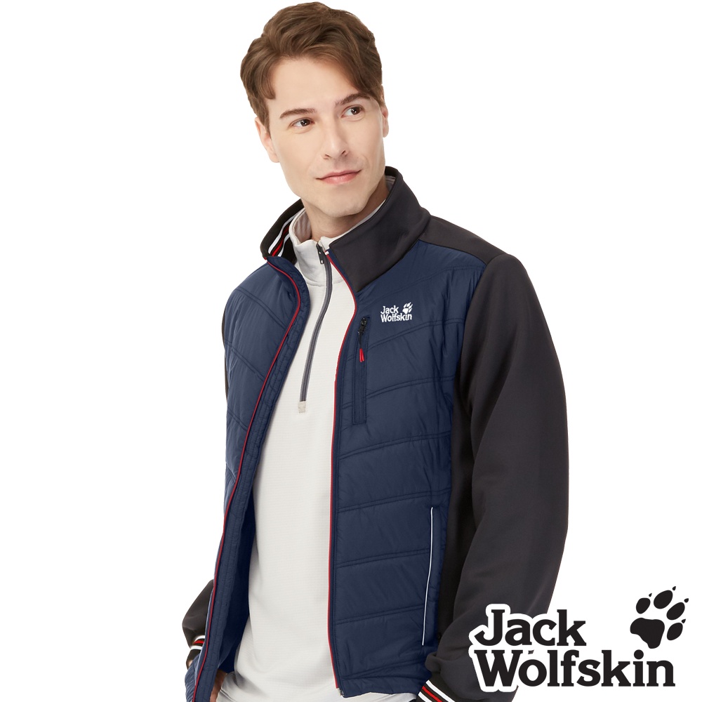 【Jack wolfskin 飛狼】男 輕量異材質拼接 抗風防潑水化纖保暖外套『深藍』