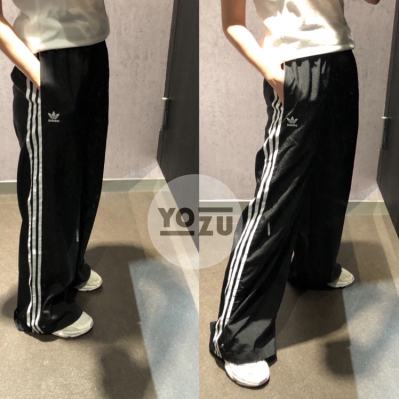Yozu Adidas 愛迪達女生寬褲三線褲黑色fs8391 蝦皮購物
