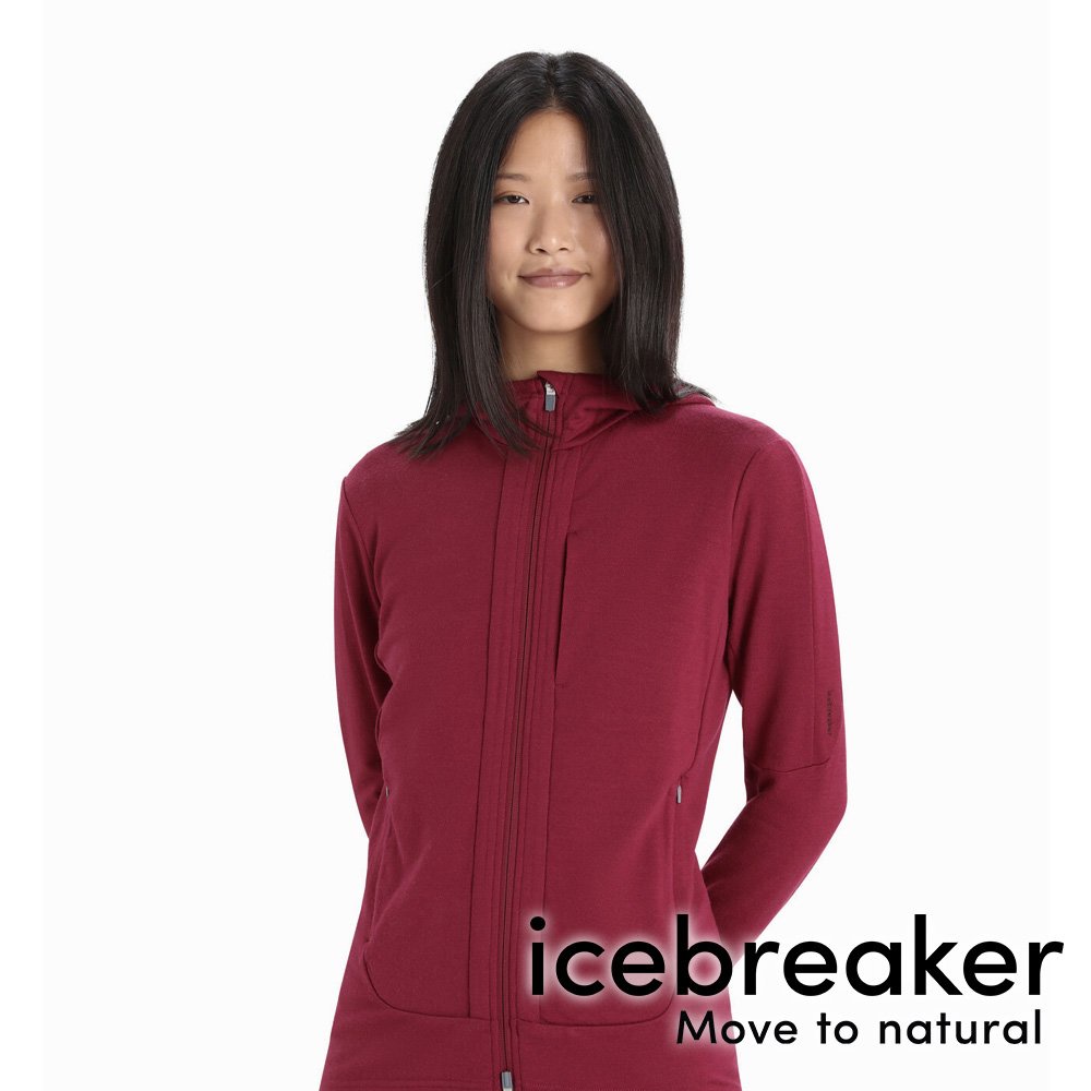 【icebreaker】Quantum III 女 羊毛連帽保暖外套 GT270『波爾多紫』0A59JW