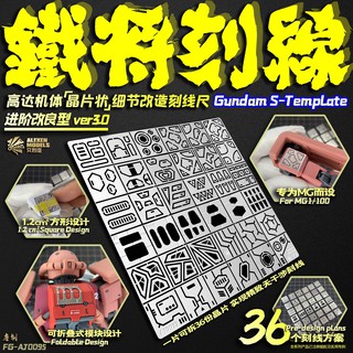 *鋼鐵之魂*現貨 艾烈臣 AJ0095 鐵將 鋼彈模型細節改造 晶片狀 刻線輔助尺-進階(MG適用 36種) (