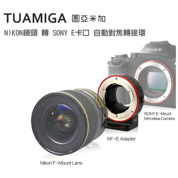 ◎相機專家◎ TUAMIGA NF-E Nikon鏡頭 轉 Sony E 接環 自動對焦轉接環 A73 公司貨 aoda