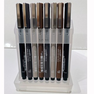日本三菱UNI Pin FINE LINE 耐水性代針筆 深褐色/深灰色/淺灰色 8支組