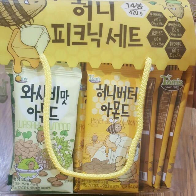 【現貨】韓國Tom's 蜂蜜奶油/芥末/海苔/辣雞 杏仁組合420g