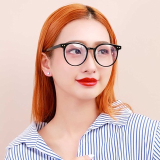 【ASLLY】板材圓框濾藍光眼鏡｜亮黑仙草茶 眉邊圓框設計 瘦小臉 高透光率多層鍍膜鏡片 防眩光 S1060