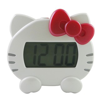 【三麗鷗】HELLO KITTY貓頭LCD電子語音報時鬧鐘 JM-F501KT