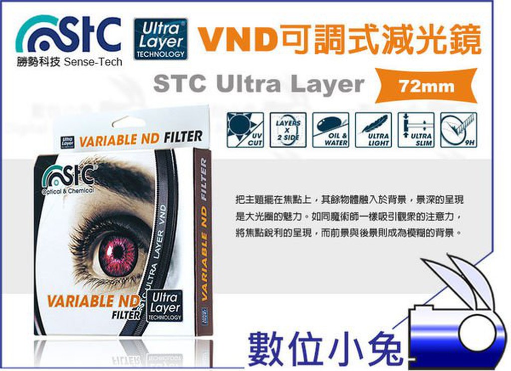 數位小兔【勝勢科技 STC Ultra Layer VND 可調式 減光鏡 72mm】ND鏡 濾鏡