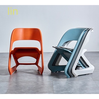 lin現代簡約創意靠背椅子家用北歐時尚塑膠餐椅戶外凳子懶人休閒