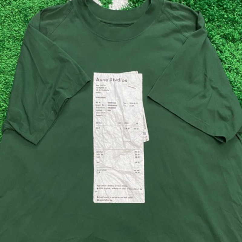 二手美品罕見墨綠色acne Studios 發票收據短tee T Shirt 青山限定 售完 蝦皮購物