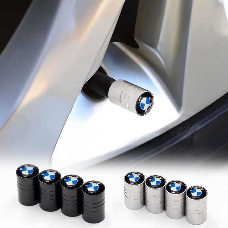 4 件/套鋁製汽車輪胎氣蓋黑色/銀色圓柱形車輪氣門桿芯蓋適用於寶馬 E61 E90 E82 E70 E71 E87 E8