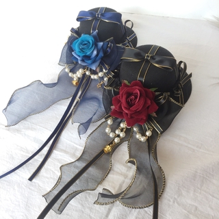 現貨 免運 Lolita禮帽小物手作哥特搞死百搭洛麗塔紺色酒紅花皇冠頭飾 蝦皮購物