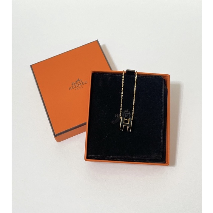 Hermes mini pop H logo項鍊 黑金(台灣專櫃購入)