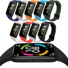 黑扣 華為榮耀手環6錶帶  TPU素色硅膠替換錶帶 適用honor band 6運動錶帶  防水 透氣腕帶