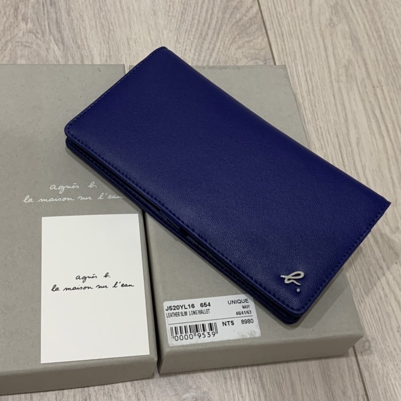 agnès b. 藍色 長夾 皮夾 錢包❤️agnes b. 小b 專櫃 全新 正品
