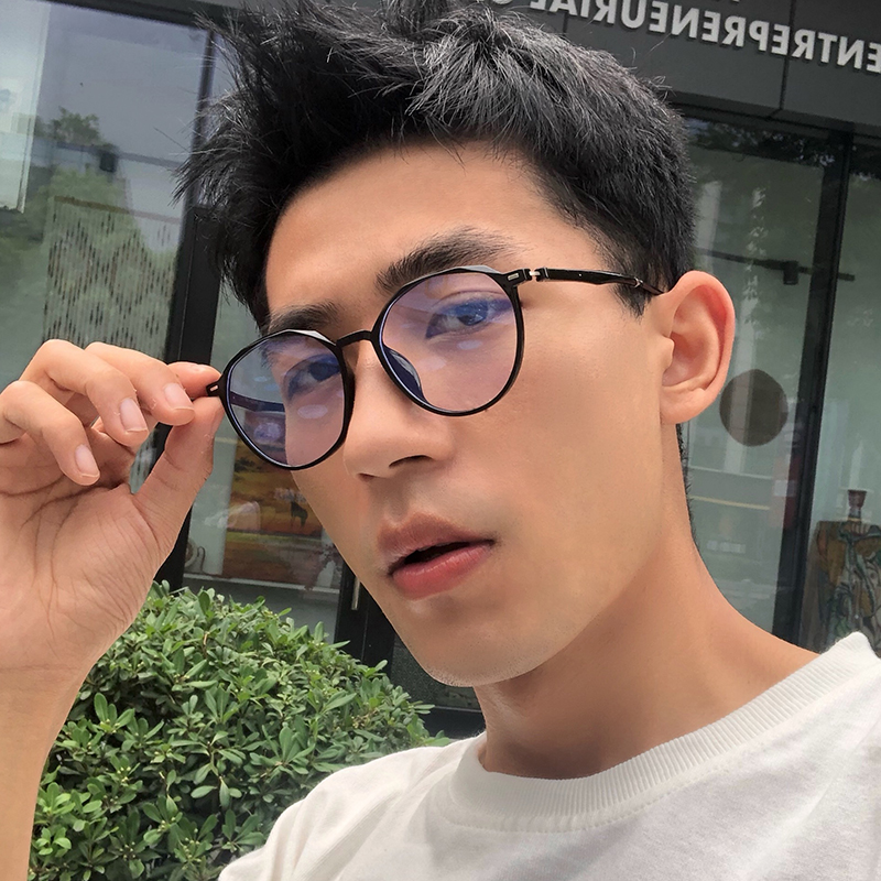 明星款 原宿復古圓形小框眼鏡男士韓版黑框防藍光輻射近視眼鏡框女潮圓臉 蝦皮購物