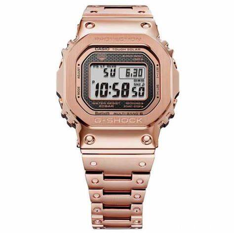 CASIO G-SHOCK GMW-B5000GD-4 經典方形太陽能藍牙電波錶/金屬玫瑰金/43mm(公司貨)