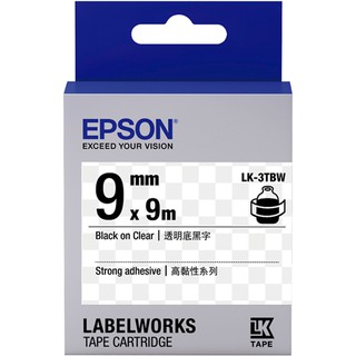 LK-3TBW EPSON 標籤帶 (透明底黑字/9mm) C53S653411