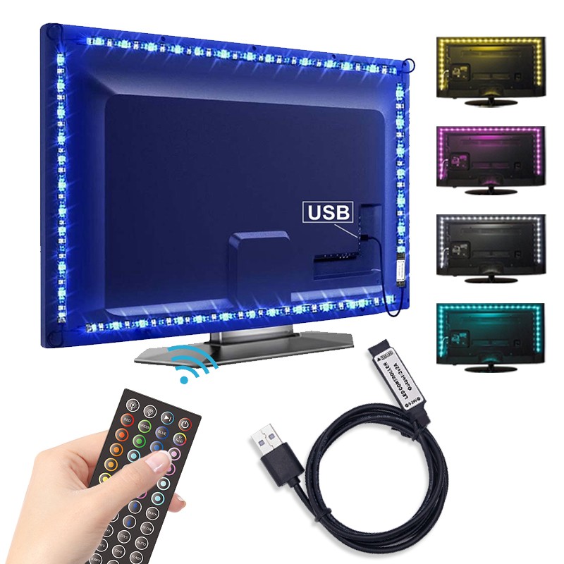 Xcpos LED燈條5050 5V USB柔性LED燈帶44鍵控制器RGB 1M 2M 3M 4M 5M電視桌面屏幕背