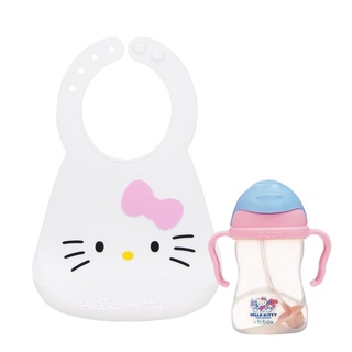 b.box hello kitty(臺灣限定版)升級版防漏水杯+bumkins hello kitty 白金矽膠圍兜